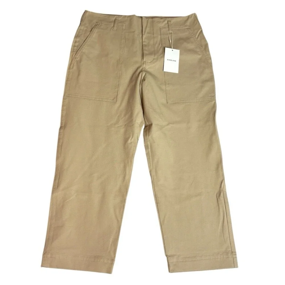 NEW Everlane Wide Leg Crop Utility Pants Size 14 Khaki 26.5